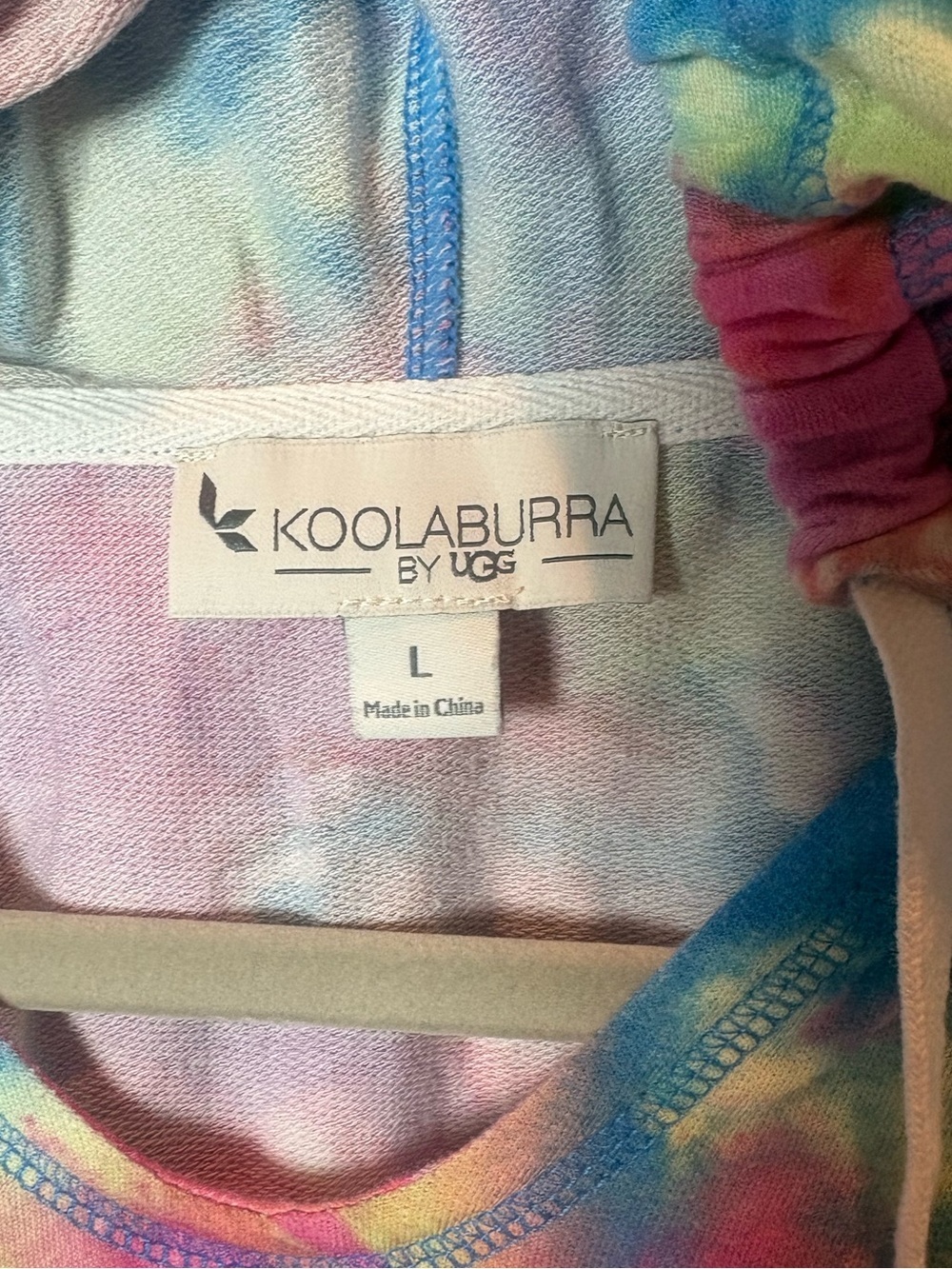 Koolaburra by UGG Tie Dye Hoodie Large Pink Blue Pullover Lounge - Picture 3 of 8